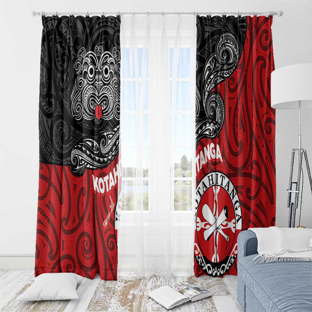 Maori Kotahitanga Window Curtain Aotearoa Spirit with Maori Mask and Polynesian Art Tattoo LT03 - Polynesian Pride