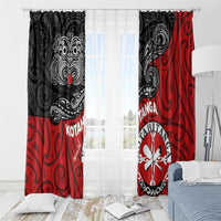Maori Kotahitanga Window Curtain Aotearoa Spirit with Maori Mask and Polynesian Art Tattoo LT03 - Polynesian Pride