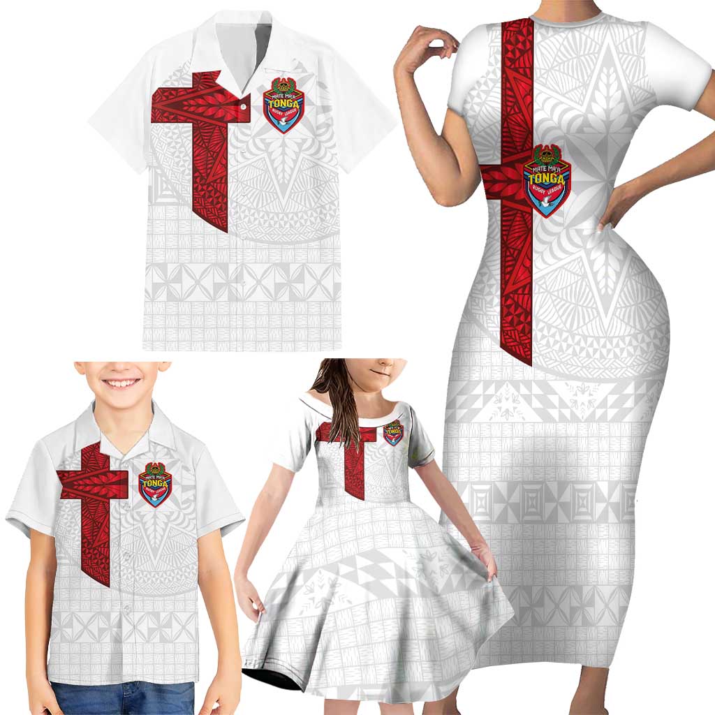 Custom Tonga Ngatu Art Rugby Mate Ma'a Family Matching Short Sleeve Bodycon Dress and Hawaiian Shirt - Polynesian Pride