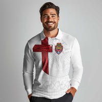 Custom Tonga Ngatu Art Rugby Mate Ma'a Long Sleeve Polo Shirt LT03 - Polynesian Pride