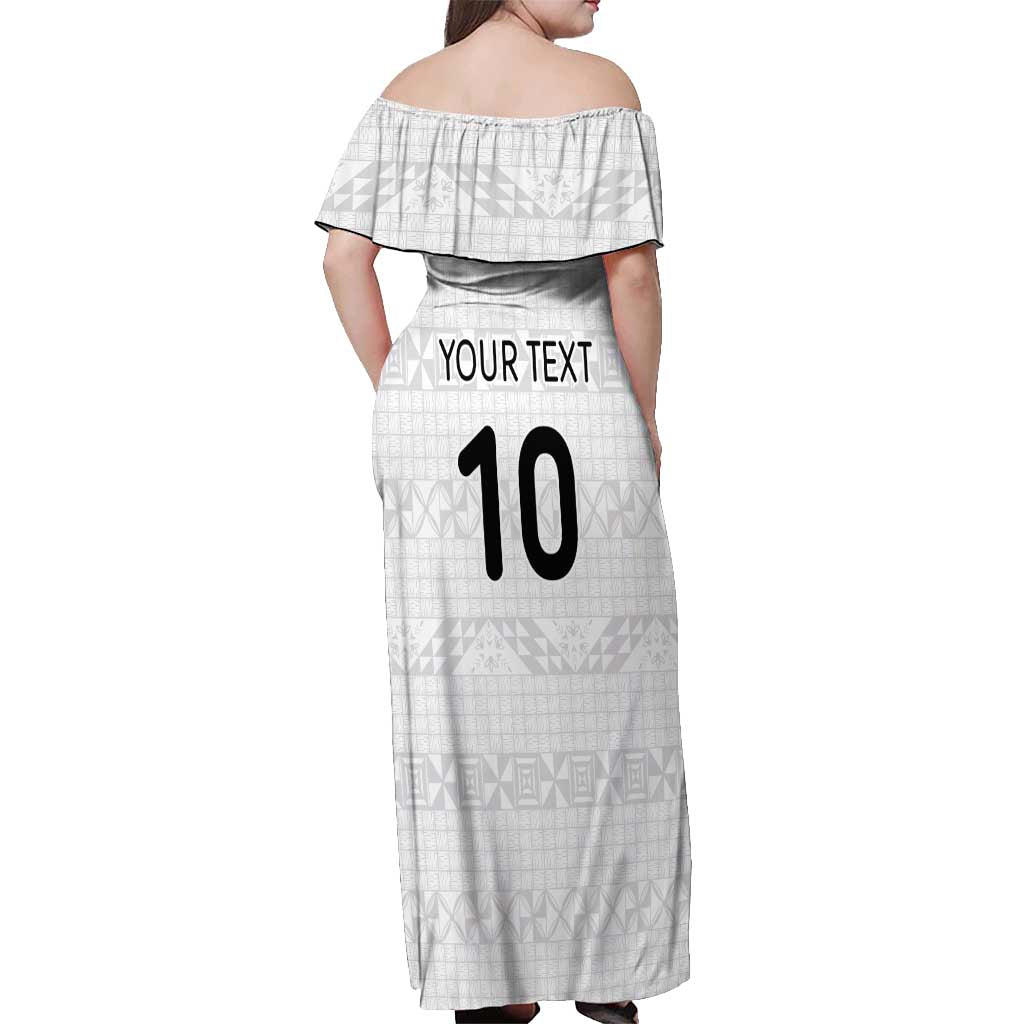 Custom Tonga Ngatu Art Rugby Mate Ma'a Off Shoulder Maxi Dress LT03 - Polynesian Pride