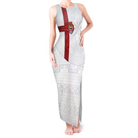 Custom Tonga Ngatu Art Rugby Mate Ma'a Tank Maxi Dress LT03 Women White - Polynesian Pride