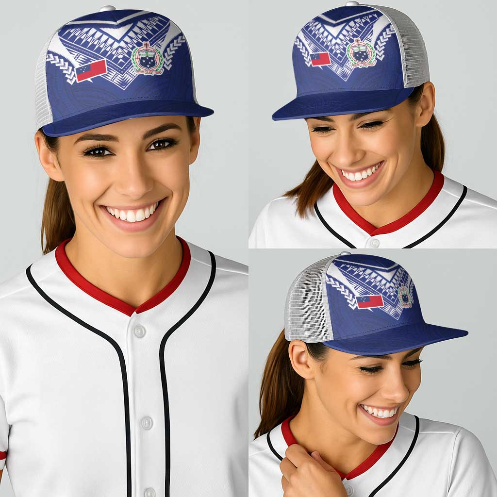 Samoa Rugby Baseball Net Cap Pacific Motifs - Polynesian Pride