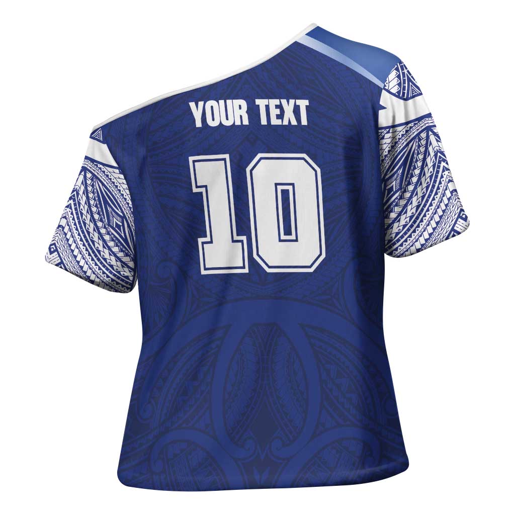 Custom Samoa Rugby Cross Shoulder Shirt Pacific Motifs - Polynesian Pride