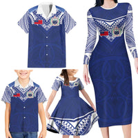Custom Samoa Rugby Family Matching Long Sleeve Bodycon Dress and Hawaiian Shirt Pacific Motifs LT03 - Polynesian Pride