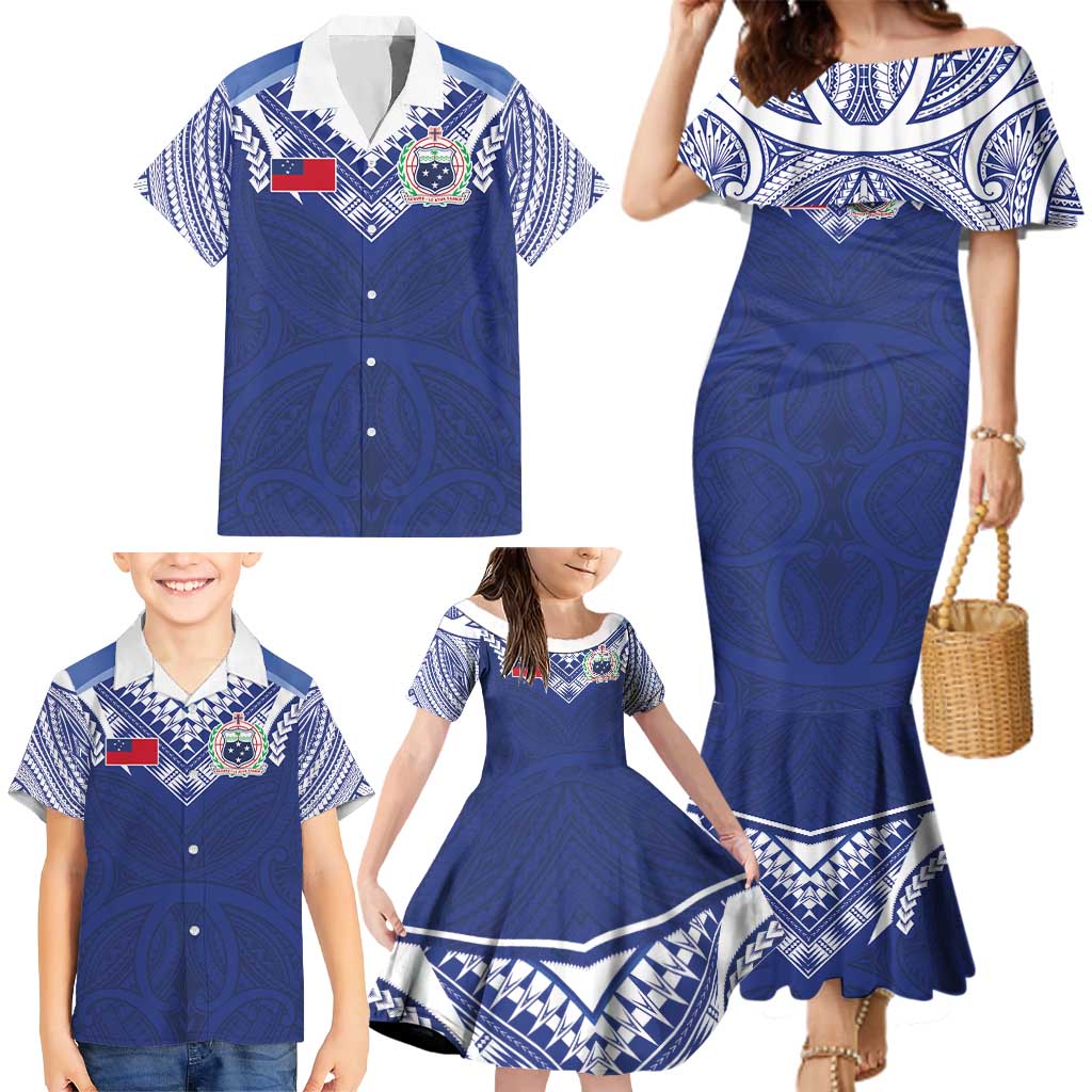 Custom Samoa Rugby Family Matching Mermaid Dress and Hawaiian Shirt Pacific Motifs LT03 - Polynesian Pride