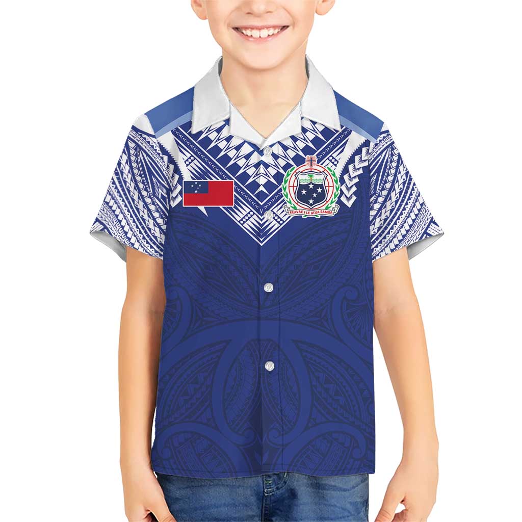 Custom Samoa Rugby Family Matching Off Shoulder Short Dress and Hawaiian Shirt Pacific Motifs - Polynesian Pride