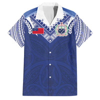 Custom Samoa Rugby Family Matching Short Sleeve Bodycon Dress and Hawaiian Shirt Pacific Motifs LT03 Dad's Shirt - Short Sleeve Blue - Polynesian Pride