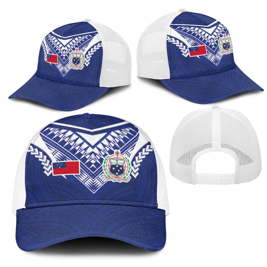 Samoa Rugby Mesh Trucker Cap Pacific Motifs - Polynesian Pride