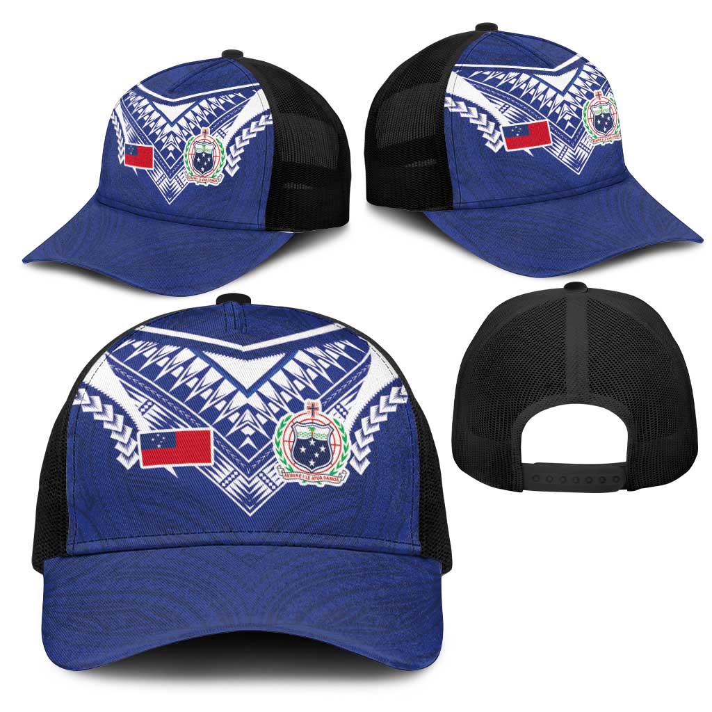 Samoa Rugby Mesh Trucker Cap Pacific Motifs - Polynesian Pride