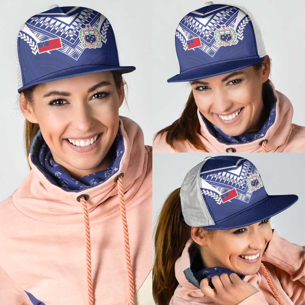 Samoa Rugby Mesh Trucker Cap Pacific Motifs - Polynesian Pride