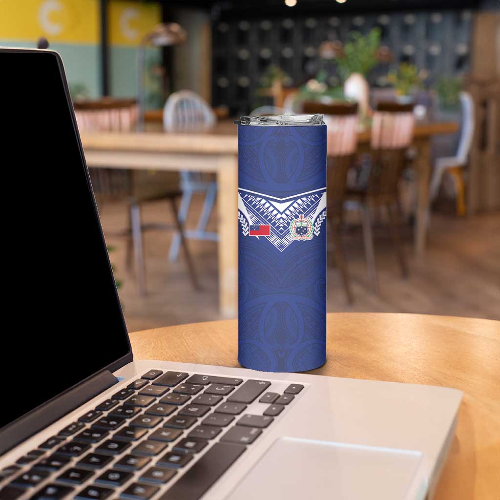 Custom Samoa Rugby Skinny Tumbler Pacific Motifs - Polynesian Pride