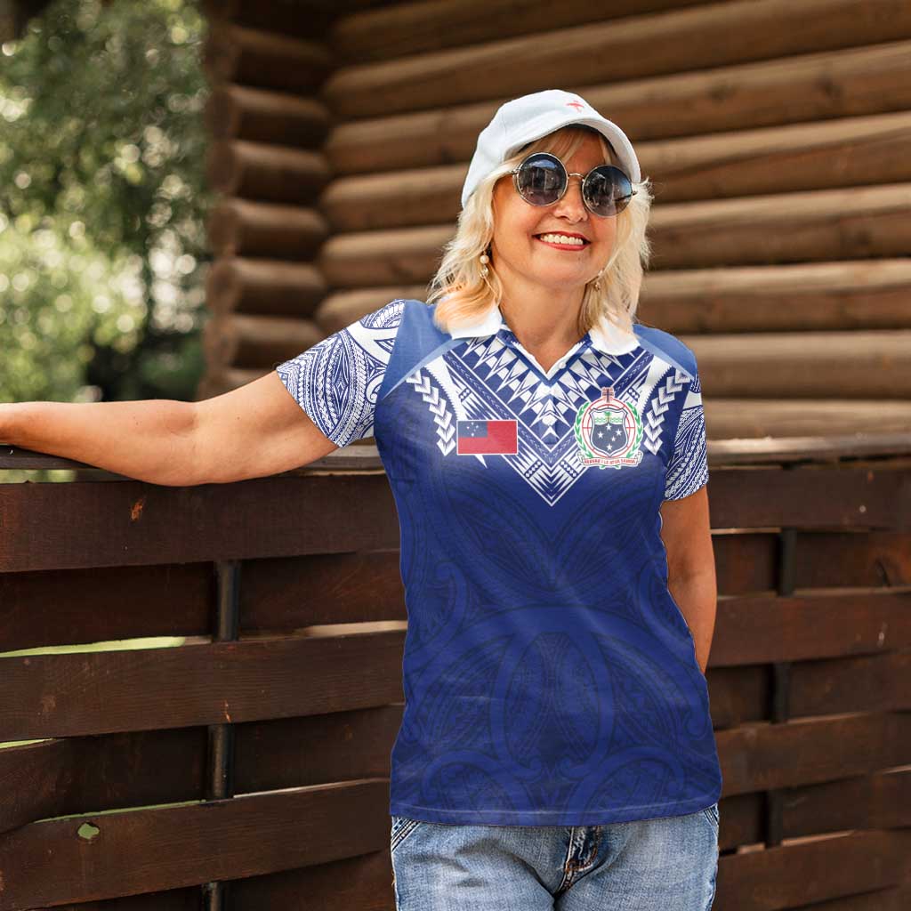 Custom Samoa Rugby Women Polo Shirt Pacific Motifs - Polynesian Pride