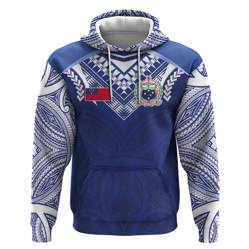 Custom Samoa Rugby Zip Hoodie Pacific Motifs - Polynesian Pride