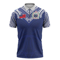 Custom Samoa Rugby Zipper Polo Shirt Pacific Motifs - Polynesian Pride