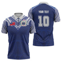 Custom Samoa Rugby Zipper Polo Shirt Pacific Motifs - Polynesian Pride