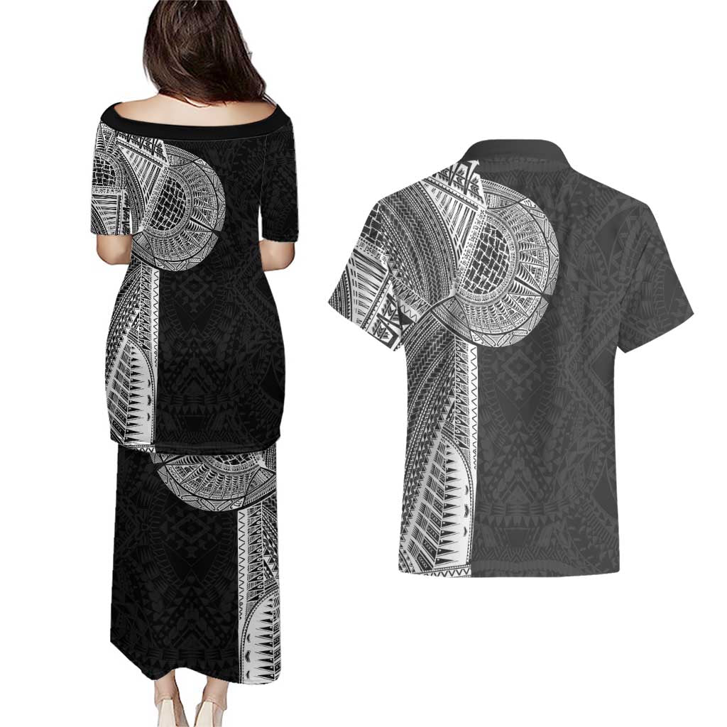 Samoan Tatau Couples Matching Puletasi and Hawaiian Shirt Art Tribal Traditional Tattoos LT03 - Polynesian Pride