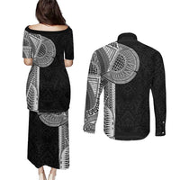 Samoan Tatau Couples Matching Puletasi and Long Sleeve Button Shirt Art Tribal Traditional Tattoos LT03 - Polynesian Pride