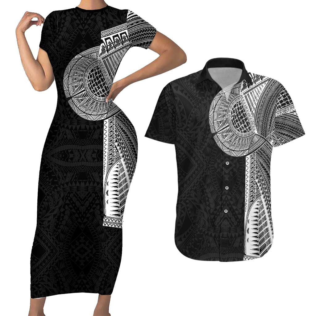 Samoan Tatau Couples Matching Short Sleeve Bodycon Dress and Hawaiian Shirt Art Tribal Traditional Tattoos - Polynesian Pride