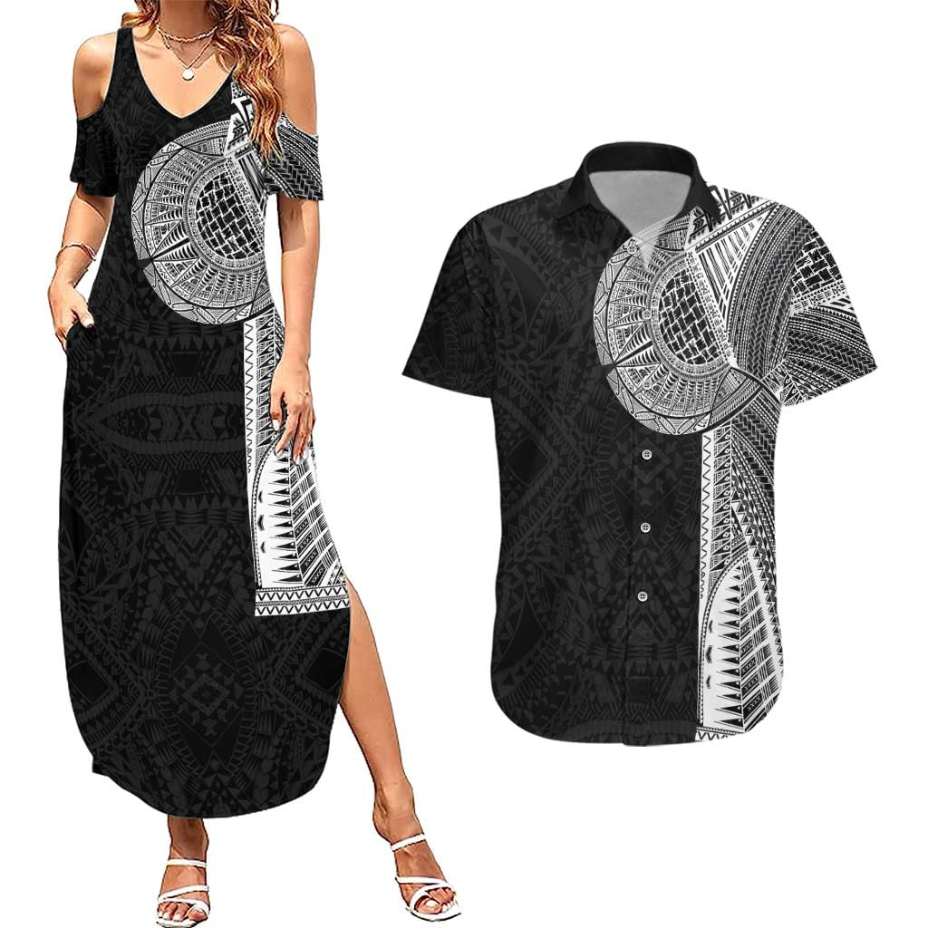 Samoan Tatau Couples Matching Summer Maxi Dress and Hawaiian Shirt Art Tribal Traditional Tattoos - Polynesian Pride
