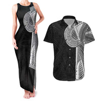 Samoan Tatau Couples Matching Tank Maxi Dress and Hawaiian Shirt Art Tribal Traditional Tattoos LT03 Black - Polynesian Pride