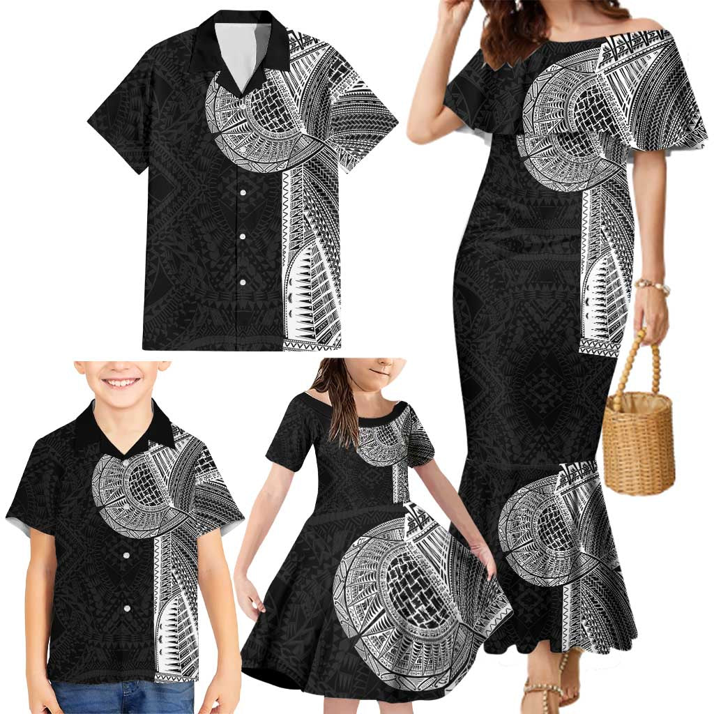 Samoan Tatau Family Matching Mermaid Dress and Hawaiian Shirt Art Tribal Traditional Tattoos LT03 - Polynesian Pride