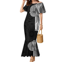 Samoan Tatau Family Matching Mermaid Dress and Hawaiian Shirt Art Tribal Traditional Tattoos LT03 Mom's Dress Black - Polynesian Pride