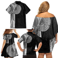 Samoan Tatau Family Matching Off Shoulder Short Dress and Hawaiian Shirt Art Tribal Traditional Tattoos LT03 - Polynesian Pride