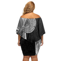 Samoan Tatau Family Matching Off Shoulder Short Dress and Hawaiian Shirt Art Tribal Traditional Tattoos LT03 - Polynesian Pride