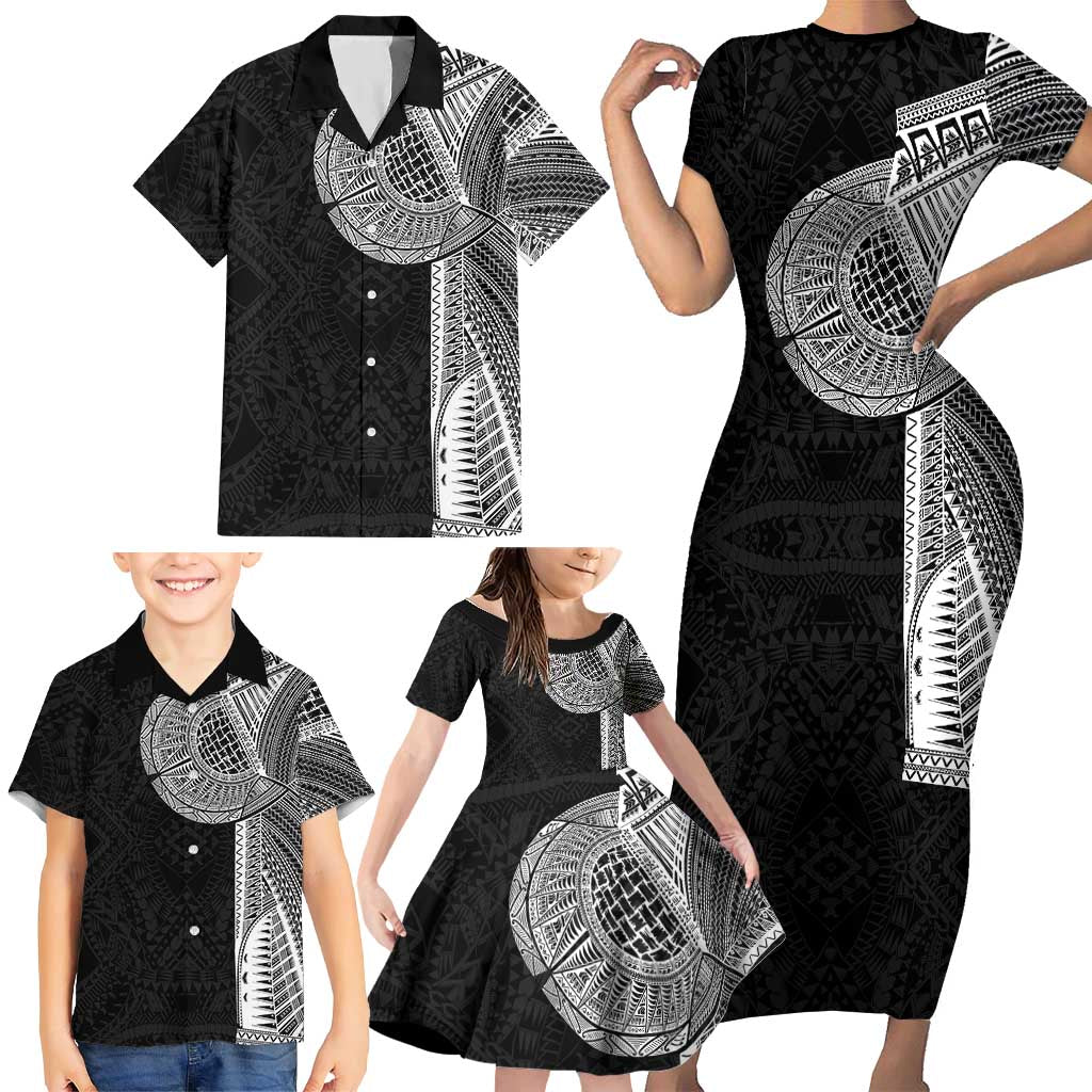 Samoan Tatau Family Matching Short Sleeve Bodycon Dress and Hawaiian Shirt Art Tribal Traditional Tattoos LT03 - Polynesian Pride