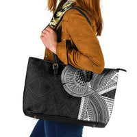 Samoan Tatau Leather Tote Bag Art Tribal Traditional Tattoos LT03 Black - Polynesian Pride