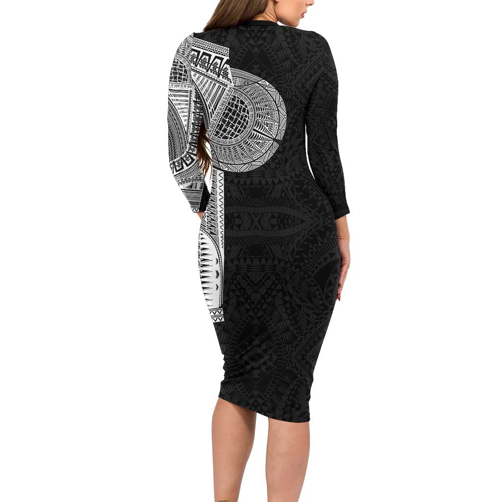 Samoan Tatau Long Sleeve Bodycon Dress Art Tribal Traditional Tattoos LT03 - Polynesian Pride