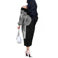 Samoan Tatau Off The Shoulder Long Sleeve Dress Art Tribal Traditional Tattoos LT03 - Polynesian Pride