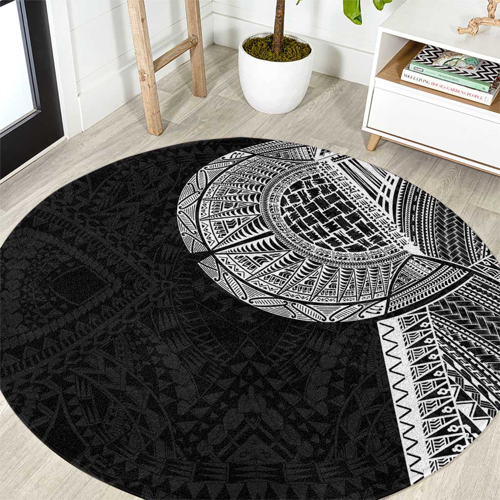 Samoan Tatau Round Carpet Art Tribal Traditional Tattoos LT03 Black - Polynesian Pride