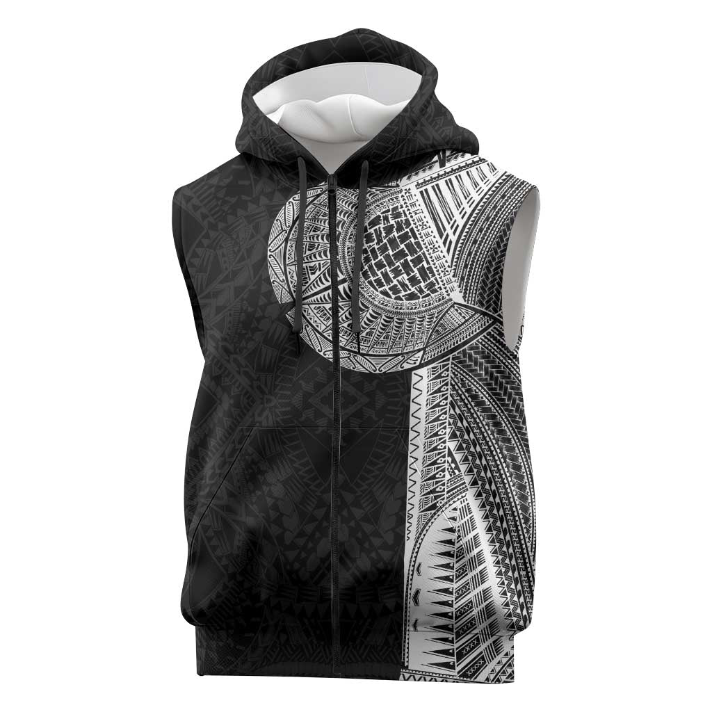 Samoan Tatau Sleeveless Zip Hoodie Art Tribal Traditional Tattoos LT03 Black - Polynesian Pride
