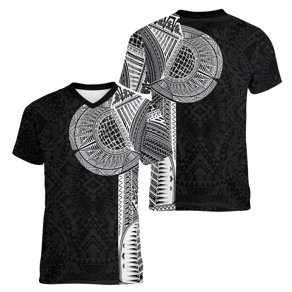 Samoan Tatau Women V-Neck T-Shirt Art Tribal Traditional Tattoos LT03 - Polynesian Pride