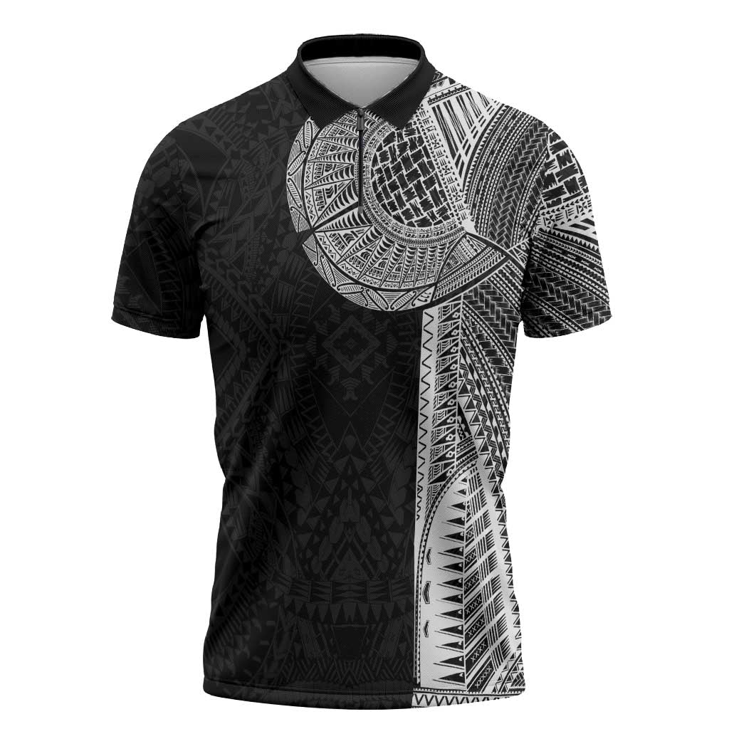 Samoan Tatau Zipper Polo Shirt Art Tribal Traditional Tattoos - Polynesian Pride