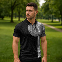 Samoan Tatau Zipper Polo Shirt Art Tribal Traditional Tattoos LT03 - Polynesian Pride