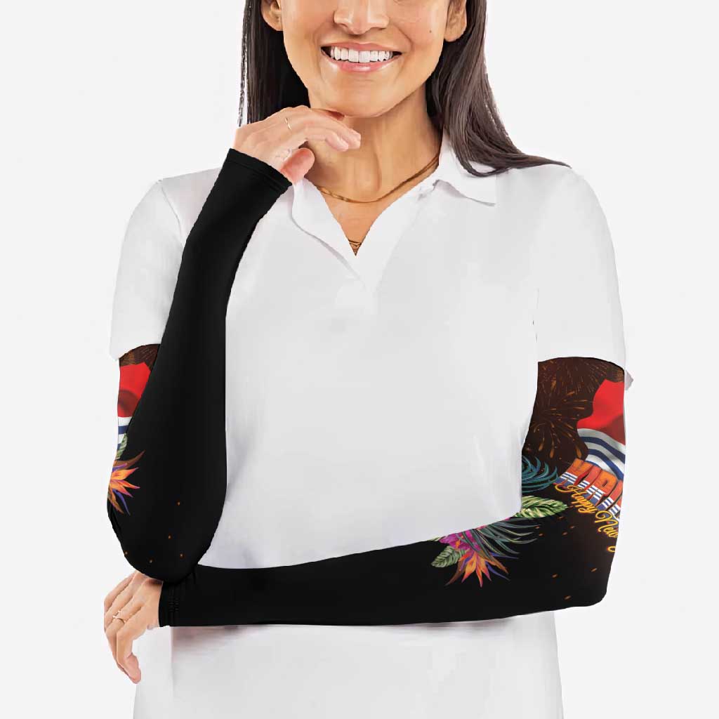 Kiribati Flag and Fireworks Arm Sleeves First Place Welcome the New Year - Polynesian Pride