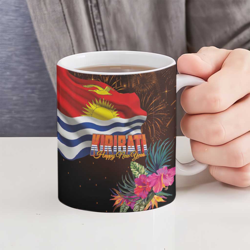 Kiribati Flag and Fireworks Ceramic Mug First Place Welcome the New Year - Polynesian Pride