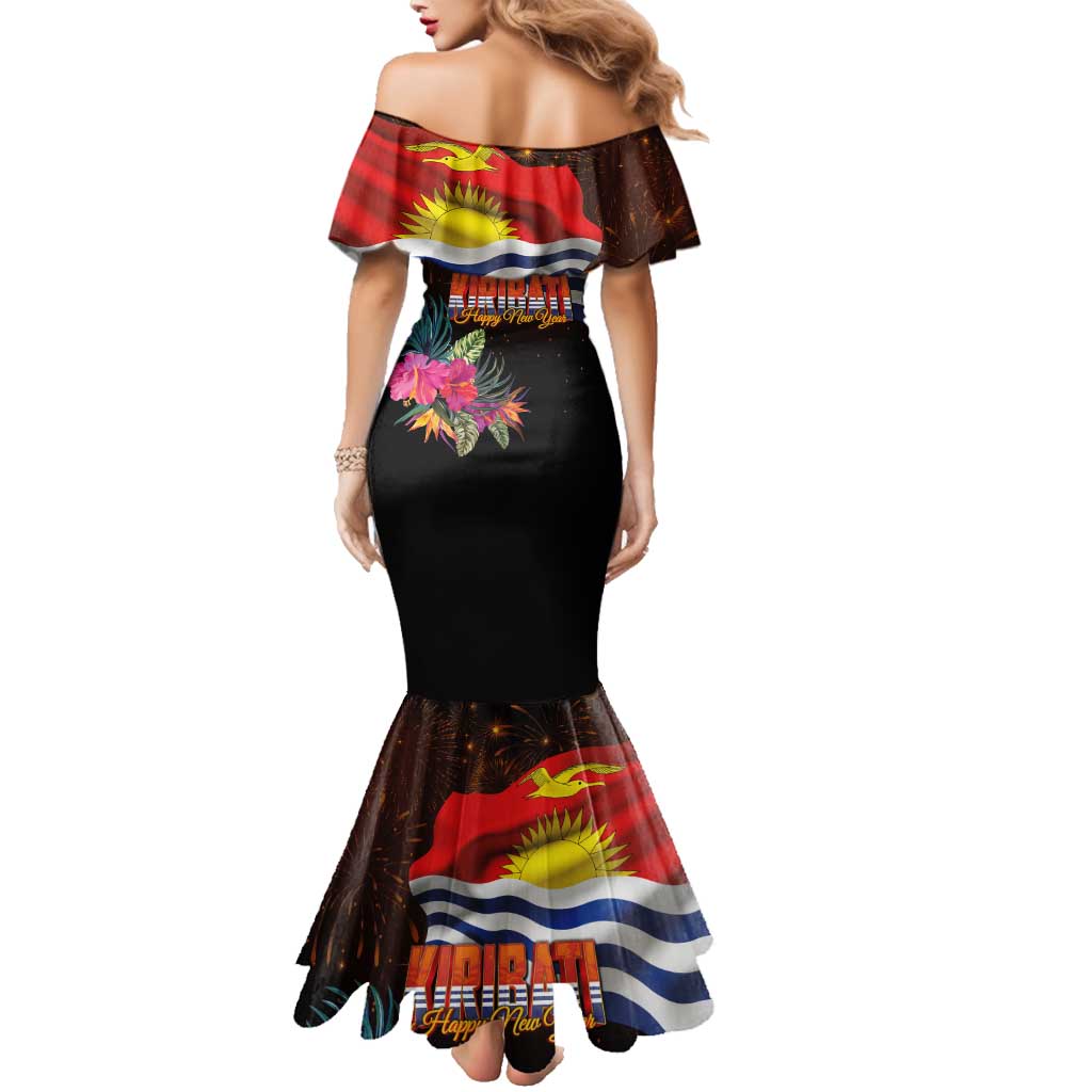 Kiribati Flag and Fireworks Family Matching Mermaid Dress and Hawaiian Shirt First Place Welcome the New Year LT03 - Polynesian Pride