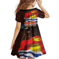 Kiribati Flag and Fireworks Family Matching Short Sleeve Bodycon Dress and Hawaiian Shirt First Place Welcome the New Year LT03 - Polynesian Pride