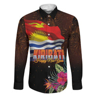 Kiribati Flag and Fireworks Family Matching Summer Maxi Dress and Hawaiian Shirt First Place Welcome the New Year LT03 Dad's Shirt - Long Sleeve Black - Polynesian Pride