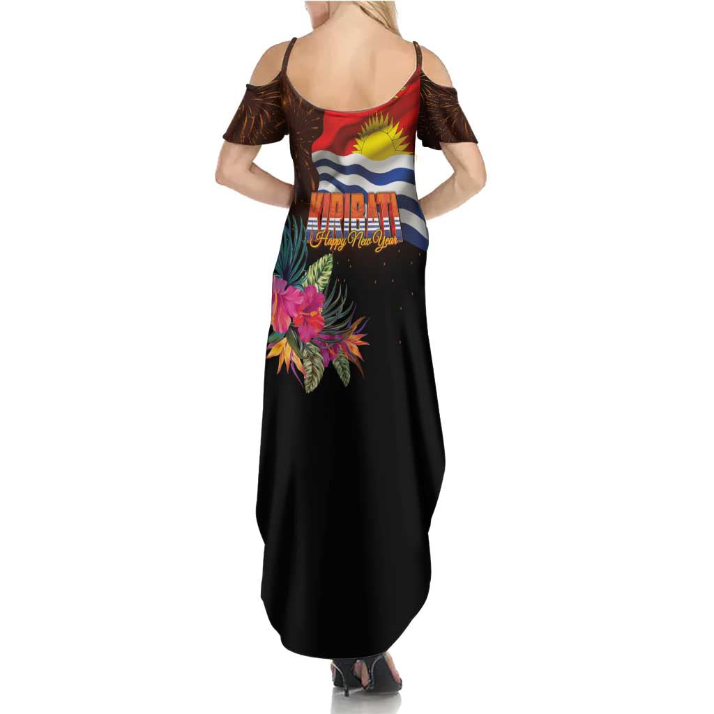 Kiribati Flag and Fireworks Family Matching Summer Maxi Dress and Hawaiian Shirt First Place Welcome the New Year LT03 - Polynesian Pride