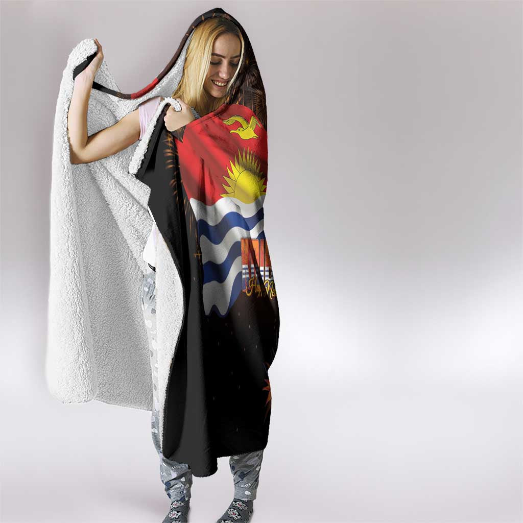 Kiribati Flag and Fireworks Hooded Blanket First Place Welcome the New Year - Polynesian Pride