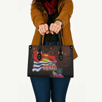 Kiribati Flag and Fireworks Leather Bag First Place Welcome the New Year LT03 - Polynesian Pride
