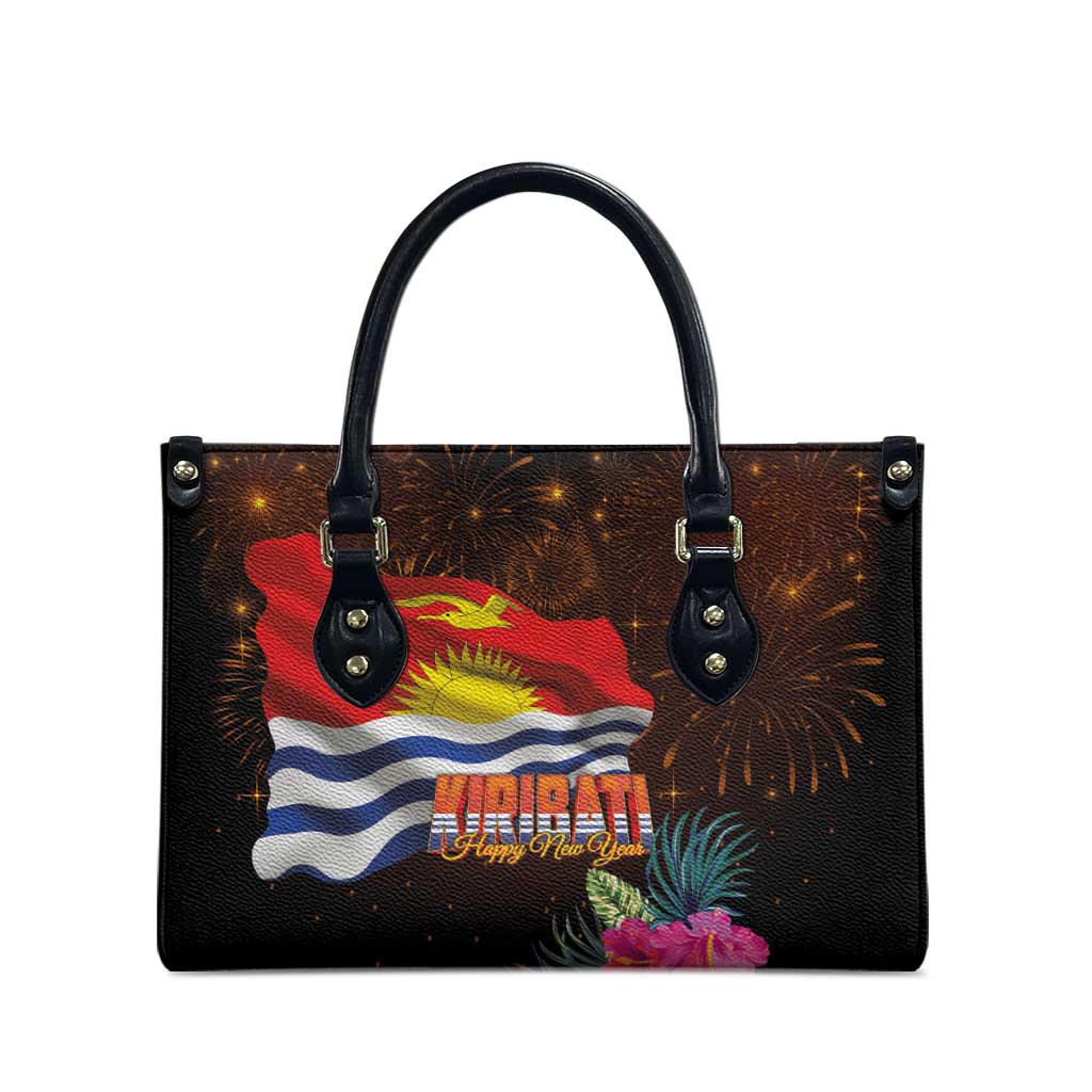 Kiribati Flag and Fireworks Leather Bag First Place Welcome the New Year LT03 - Polynesian Pride