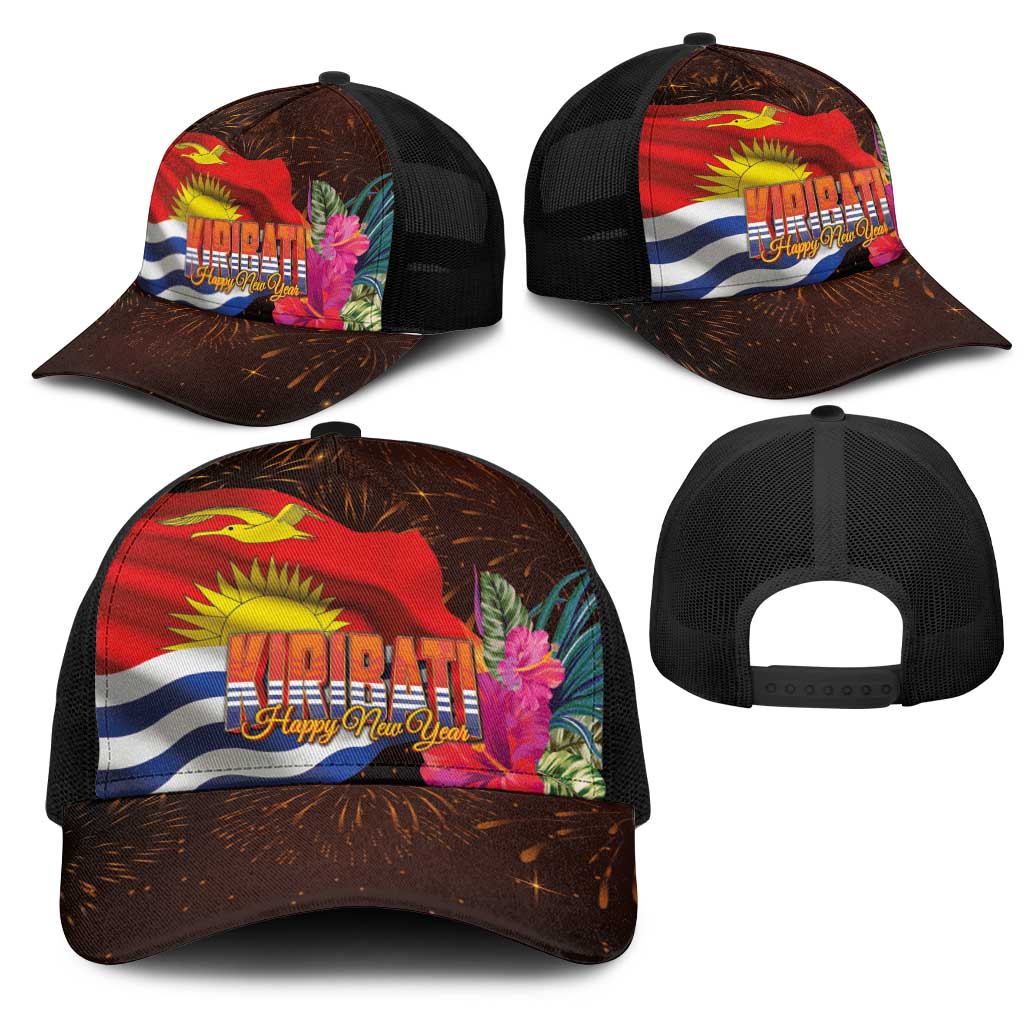 Kiribati Flag and Fireworks Mesh Trucker Cap First Place Welcome the New Year - Polynesian Pride
