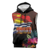 Kiribati Flag and Fireworks Sleeveless Hoodie First Place Welcome the New Year LT03 Black - Polynesian Pride