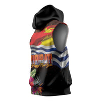 Kiribati Flag and Fireworks Sleeveless Hoodie First Place Welcome the New Year LT03 - Polynesian Pride